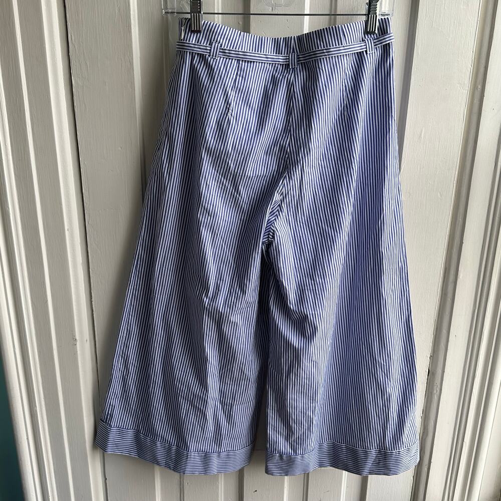 J Crew Wide Leg Cuffed Crop Pants Shirting Stripe NWT - Picture 7 of 9